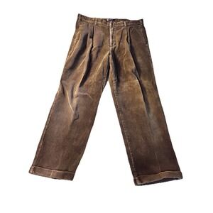 Polo by Ralph Lauren Pleated‎ Vintage  Brown Corduroy Trousers 40/30 EXCELLENT